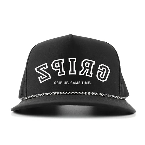 Grizzlee Gripz Black snapback hat with white text on a white background