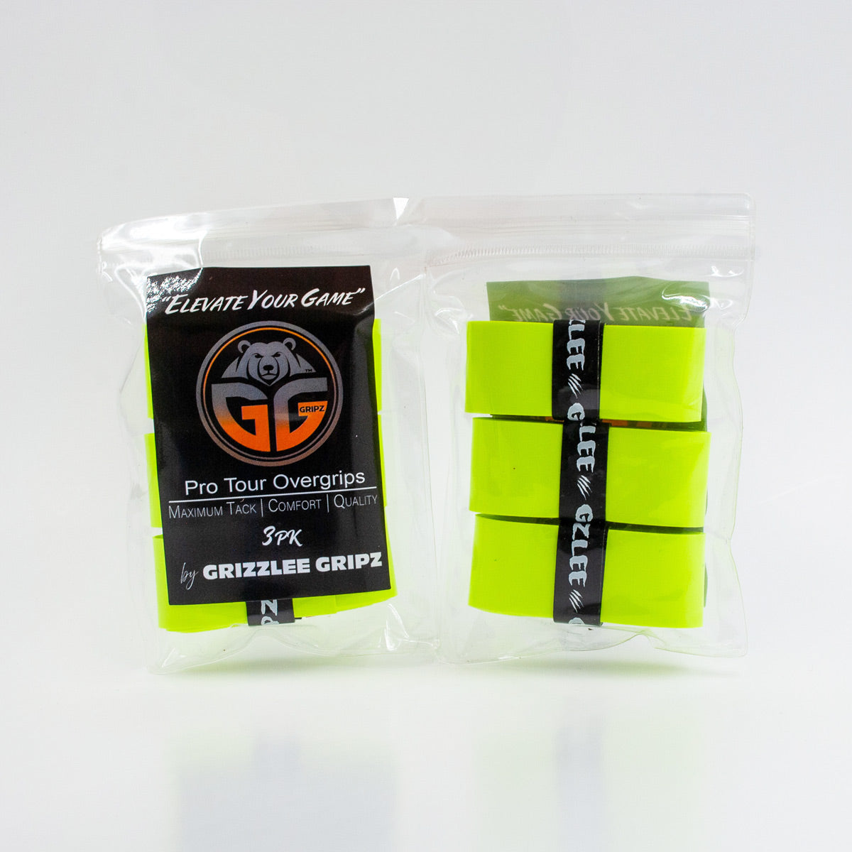 2 grizzlee Gripz pickleball overgrip packs of 3 , side by side on a white background 